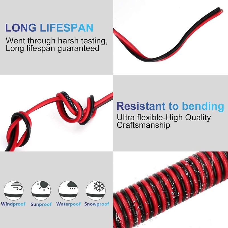 RWUJILONG كابل تمديد ولاعة السجائر 12V/24V ثقيل الوزن بطول 26.1 قدم مع ضوء LED لسيارة مضخة هواء الإطارات ضاغط الثلاجة ماكينة القهوة وغيرها. (1* fuse احتياطي) - Image 4